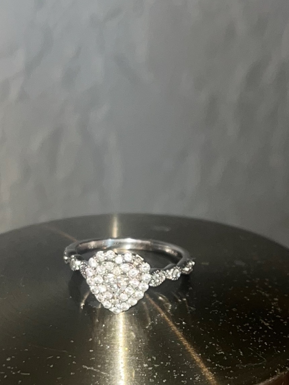 Sterling Silver Heart Cluster Ring with Clear Crystals - Women's Jewelry